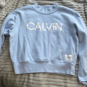Blue Calvin Klein long sleeve crop